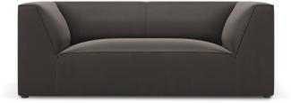 Micadoni 2-Sitzer Samtstoff Sofa Ruby | Bezug Dark Grey | Beinfarbe Black Plastic