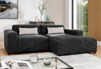 AX LIVING Schwarze Eckcouch Jughlio in L-Form 240cm elegant & modern R