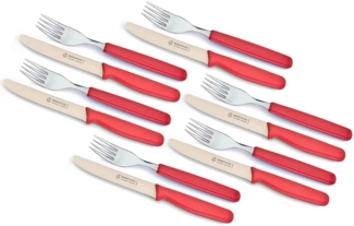 Marsvogel | Tafelbesteck-Set | 12-teilig | Edelstahl rostfrei | rot | ideal für den Frühstückstisch