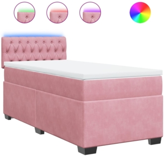 vidaXL Boxspringbett mit Matratze Rosa 100x200 cm Samt 3288545