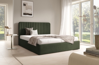 MEBLINI Polsterbett 180x200 mit Lattenrost ohne Matratze – BRIATORE – Grün Samt – Doppelbett mit Bettkasten - Stauraumbett - Kopfteil Bett mit Stauraum