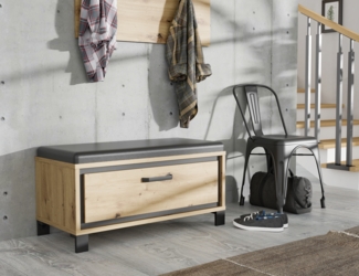 Garderobenbank TRONDHEIM mit Polster Artisan Eiche Schwarzeiche Optik