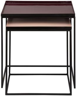 Soma Beistelltisch 2er Set Satztisch 45 H 45 cm Dekotisch Lampentisch Sofatisch Copenhagen Tisch Emaille (BxHxL) 48 x 50 x 36 purple - rose