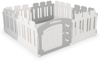 8-Panel Haustierlaufstall Haustier-Übungsstift Haustier-Zaun für Haustiere bis zu 35 cm Höhe Grau