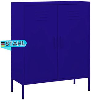 Sideboard KEVI Metall Marineblau 80x35x101,5 cm Stahl | Flurschrank Metallschrank Lagerschrank Beistellschrank Wohnzimmer