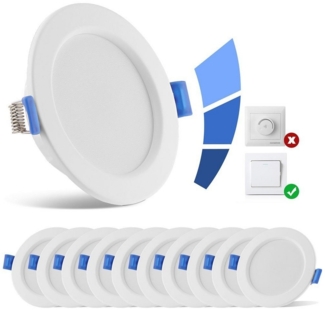 WILGOON LED Einbaustrahler 10x LED Einbaustrahler Dimmbar Spot Einbaustrahler Einbauleuchte 7W, Warmweiß, LED Deckenspots 500lm 26mm Einbautiefe