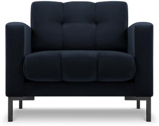 Micadoni Samtstoff Sessel Mamaia | Bezug Dark Blue | Beinfarbe Black Metal