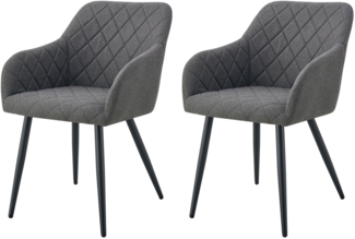 Oslo Stuhl 2er Set - Stuhl (B/H/T): 56 x 83 x 60 cm in Anthrazit