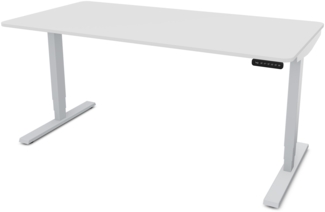 ASSMANN Elektrisch höhenverstellbarer Schreibtisch Y-Line Curved 160x80 cm Signalweiß Weißaluminium Metall Holz
