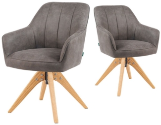 DUBI Möbel Polsterstuhl Mika-Noah 2er-Set, Federkern, Eiche geölt, 360° drehbar im 2er-Set