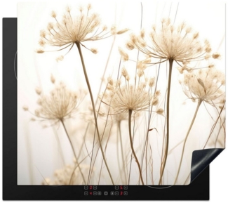 MuchoWow Herd-Abdeckplatte Blumen - Weiß - Sonnenlicht, Vinyl, (1 tlg), Küche Herdabdeckung Ceranfeld Induktionsfeld Vinyl, 60x60 cm