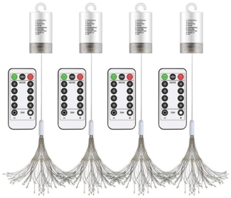 Merry 2024 Lichterkette LED Feuerwerk Hängestern Lichterketten, Weihnachtsdeko für Innen, 8 Modi,Kupferdraht Lichterkette,für Innen