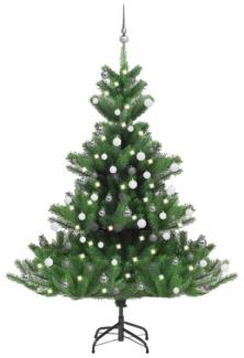 vidaXL Künstlicher Weihnachtsbaum Nordmann LED & Kugeln Grün 180 cm, Mit Beleuchtung [3077732]