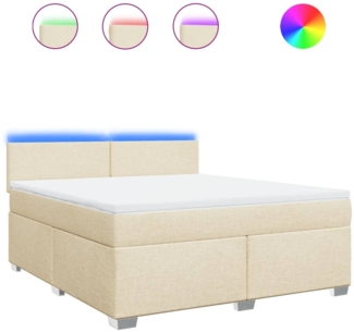 vidaXL Boxspringbett mit Matratze Creme 180x200 cm Stoff 3288265