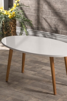 Couchtisch mit gedrehten Beinen 90 x 50 x 42 cm Spanplatte/holz/pvc Weiß 89321733 [en. casa]