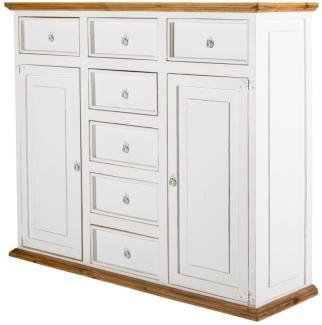 Weiße Landhausstil Kommode MEXICO - Highboard - Schubladenkommode - Massivholz