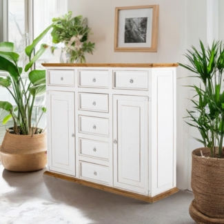 Weiße Landhausstil Kommode MEXICO - Highboard - Schubladenkommode - Massivholz