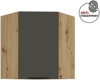 Küchen Eckhängeschrank 60x60 cm Küche ARIA Graphite ultra matt + Eiche Artisan matt, hochwertige Fronten mit Anti Fingerprint Beschichtung Küchenzeile Küchenblock