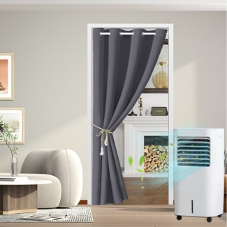 BTTO V&G Türvorhang Thermo Gardinen Vorhang Blickdicht ösen 6 Farben, 3 Größen, Verdunkelungsvorhang 132x203cm/132x244cmThermovorhang