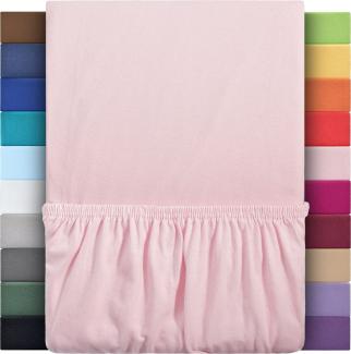 leevitex® Spannbettlaken 180x200cm - 200x200cm | Spannbetttuch Bettlaken | 100% Jersey Baumwolle | Matratzenhöhe bis 25 cm | Öko-Tex | Rosa