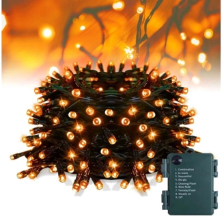 MUPOO LED-Lichterkette Halloween Lichterkette 5/10m,Weihnachtsdeko,Timer, Batteriebetrieben,50/100LEDs,mit 8 Beleuchtungsmodi,für Halloween