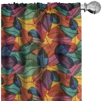 Abakuhaus Gardine Vorhang für Wohnzimmer Schlafzimmer Dekor, Microfaser, Wald Bunte Zusammenfassung Blatt