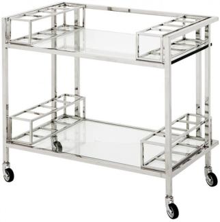 Casa Padrino Luxus Bar Trolley Servierwagen aus Edelstahl und Glas 80 x 48 x H. 77 cm - Luxus Hotel & Restaurant Einrichtung Möbel