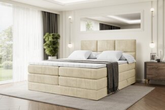 ALTDECOR Boxspringbett OHIO KING (Multipocket-Matratze H4 und H3 Matratze Bonellfederung Topper Kopfteil)