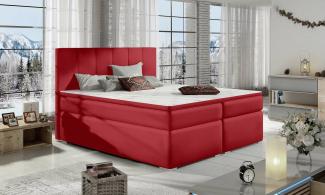 Stylefy Jupiter Boxspringbett Rot Kunstleder MADRYT 140x200 cm