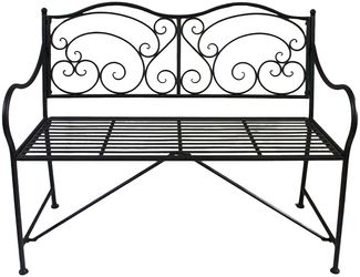 Gartenbank RUPERT - 106cm Breit, Stahl, Schwarz | Terrassenbank Wetterfest Sitzbank Outdoor Bank