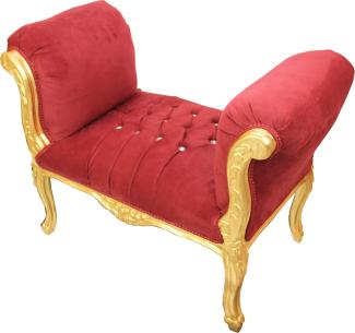 Casa Padrino Barock Schemel Hocker Bordeaux / Gold mit Bling Bling Glitzersteinen - Sitzbank Möbel