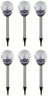EAXUS LED Solarleuchte 6er Set Solar Gartenleuchte Kugel Leuchte mit Crackle-Licht Solarlampe, LED fest integriert, Farbwechsel, Farbwechsel
