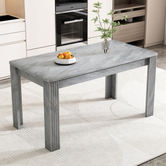 Merax Esszimmertisch, Zeitgemäßer Esstisch, Robuster Esstisch, Tisch mit vier Beinen, Eichenholztisch, Rechteckiger Esstisch, Kaffee-Freizeittisch, Modern einfacher Esstisch, Beton-Optik