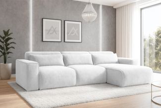 AX LIVING Wohnlandschaft mit Schlaffunktion Ruyam Perlweiß Sofa R