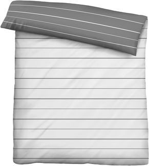 biberna 0636044 Mako-Satin Bettwäsche STREIFEN - MIX & MATCH, sturmgrau, 1x 200x200 cm + 2x 80x80 cm