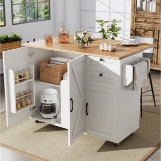 MODFU Küchenwagen Multifunktionale Kücheninsel, (Gesamtabmessungen (ausgefahren): 120 x 43.2x 92cm (L x B x H). Gesamtmaße (zusammengeklappt): 120 x 71.2x 92cm (L x B x H)