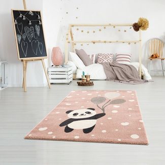 Jimri Kinderteppich Happy Friends Teppich für Kinderzimmer, Kinderteppich Bär Hase Panda, Läufer