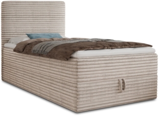 Sofnet Boxbett Mollo Mini (großer Bettkasten, Bonell-Matratze und Topper), Einzelbett, Polsterbett mit Kopfteil, Boxspringbett, Cordstoff
