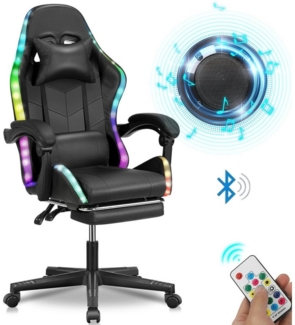WILGOON Gaming-Stuhl Gaming Chair Ergonomischer Gaming-Stuhl, Bürostuhl mit Massagefunktion (Gaming Chair mit Kopfkissen,Lendenkissen,Fußstütze), Bürostuhl mit Bluetooth-Lautsprecher, Maximale Belastung 150 kg