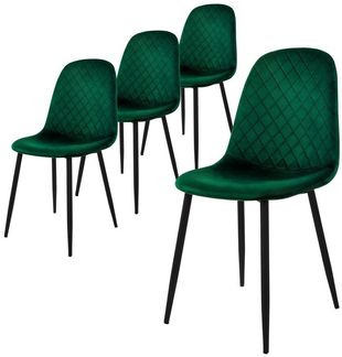 ML-DESIGN Stuhl Esszimmerstuhl mit Rückenlehne, Polsterstuhl mit Metallbeinen (4 St), Wohnzimmerstuhl ergonomisch Dunkelgrün mit Samtbezug Küchenstuhl
