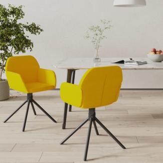 Esszimmerstühle 2 Stk. Drehbar Gelb Samt, Drehbar [344747]