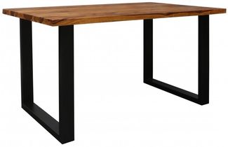 Esstisch mit Metallbeinen 200x90 cm aus massivem Sheeshamholz