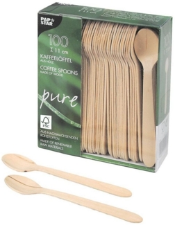 100 PAPSTAR Einweg-Kaffeelöffel pure Holz