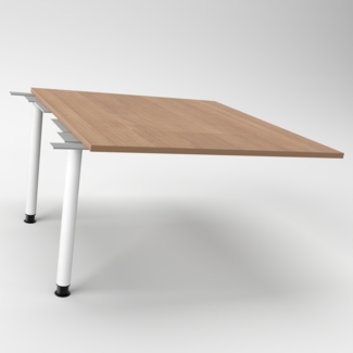 Rheinland Möbel Verkettungsplatte KONTI 120x130 cm – Erweiterungselement in Weiß mit weißen Rundrohrfüßen, Anbautisch für KONTI Konferenztische 280/400/520 cm