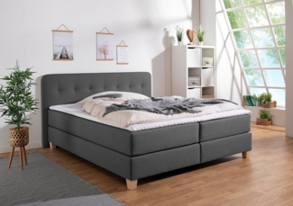 Home affaire Boxspringbett Fargo, in Überlänge 220 cm, mit Topper, 3 Ausführungen, 4, Breiten