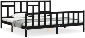 vidaXL Massivholzbett mit Kopfteil Schwarz 200x200 cm 3193165
