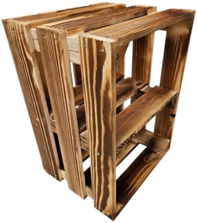 Holzkiste Obstkiste Regal 40x30x25cm Geflammt Boden Kurz