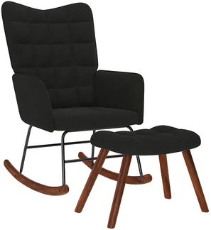 vidaXL Schaukelstuhl mit Hocker Schwarzer Samt 4016849