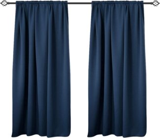 Woltu Gardine (2 St), Kräuselband für Schiene, Thermo-/Verdunklungsvorhang