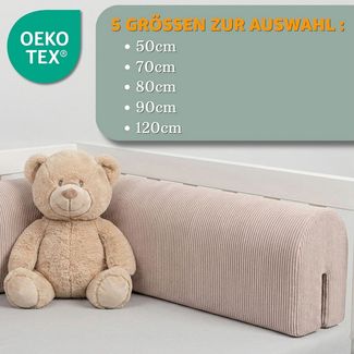Bettkantenschutz für Kinderbetten 50 cm - Schutz für Bettrahmen Baby Bett rausfallschutz für boxspringbett bettgitter mit Bezug Kantenschutz Kinder Babybett Grau